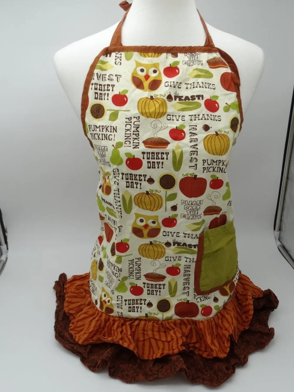 Fall Thanksgiving Apron Ruffles Owls 2011 Brother Sister Design Studio